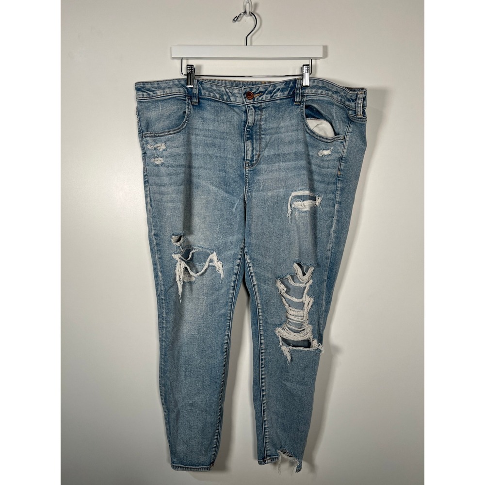 American Eagle Next Level Stretch‎ Distressed Jeggings Light Wash Blue Size 24